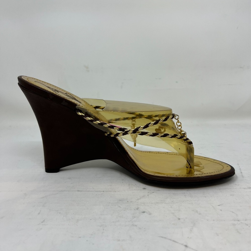 Baby Phat Gold/Brown Wedge Sandals Rhinestone Y2K Glam Women's US 10B VTG NEW - Picture 7 of 16